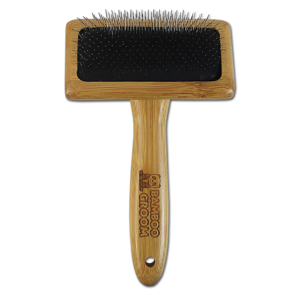 Bamboo Groom Slicker Brush w/ Stainless Steel Pins